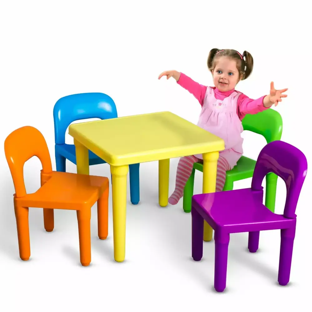 Den Haven Kids Table and Chairs Play Set Colorful Child Toy Activity Desk Toddler