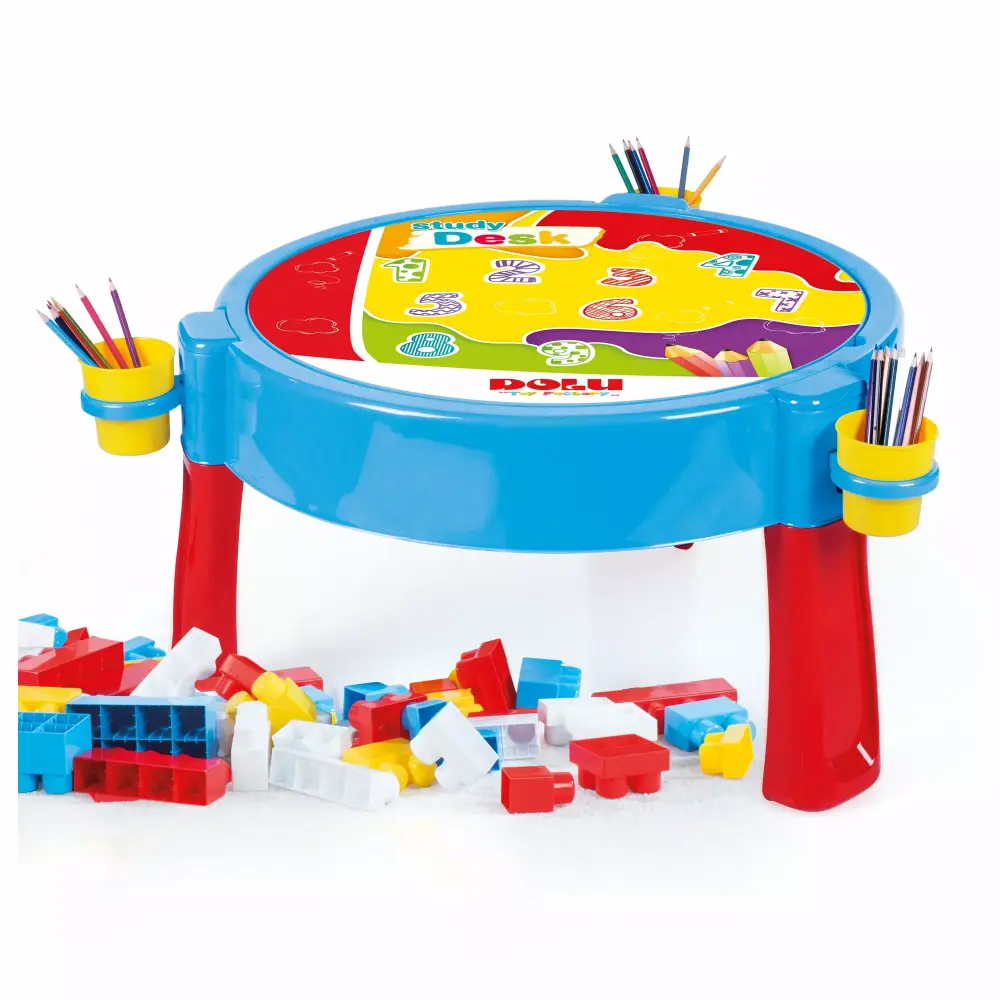 DOLU Toys 2--1 Activity Table 100 Jumbo Blocks Kids Building Play Desk