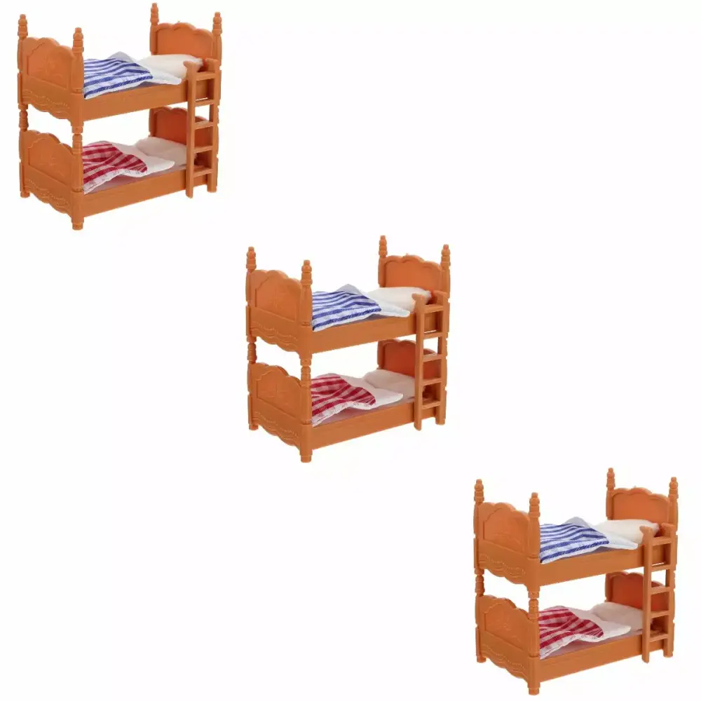 3-Piece Creative Mini Double Beds Simulation Bunk Beds Dolls MOV
