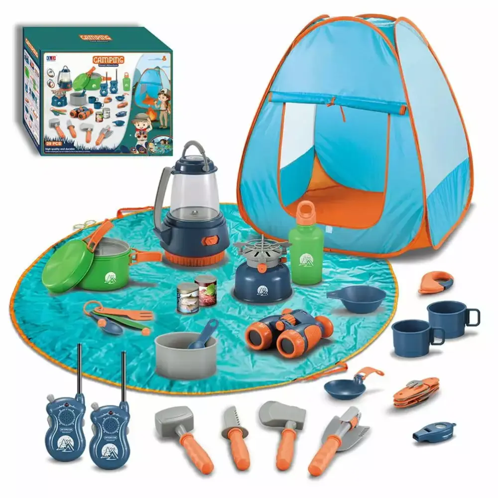 29Pcs Kids Camping Set Play Tent Campfire Picnic Tableware Pretend Play Set Boys Girls GUANYM