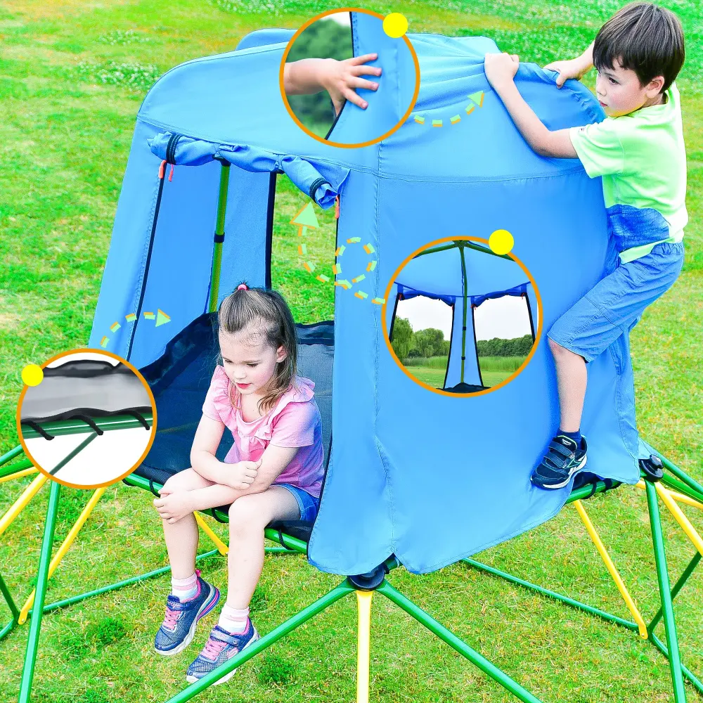10 Ft Kids Climbing Dome Canopy and Playmat Jungle Gym Geometric mrs