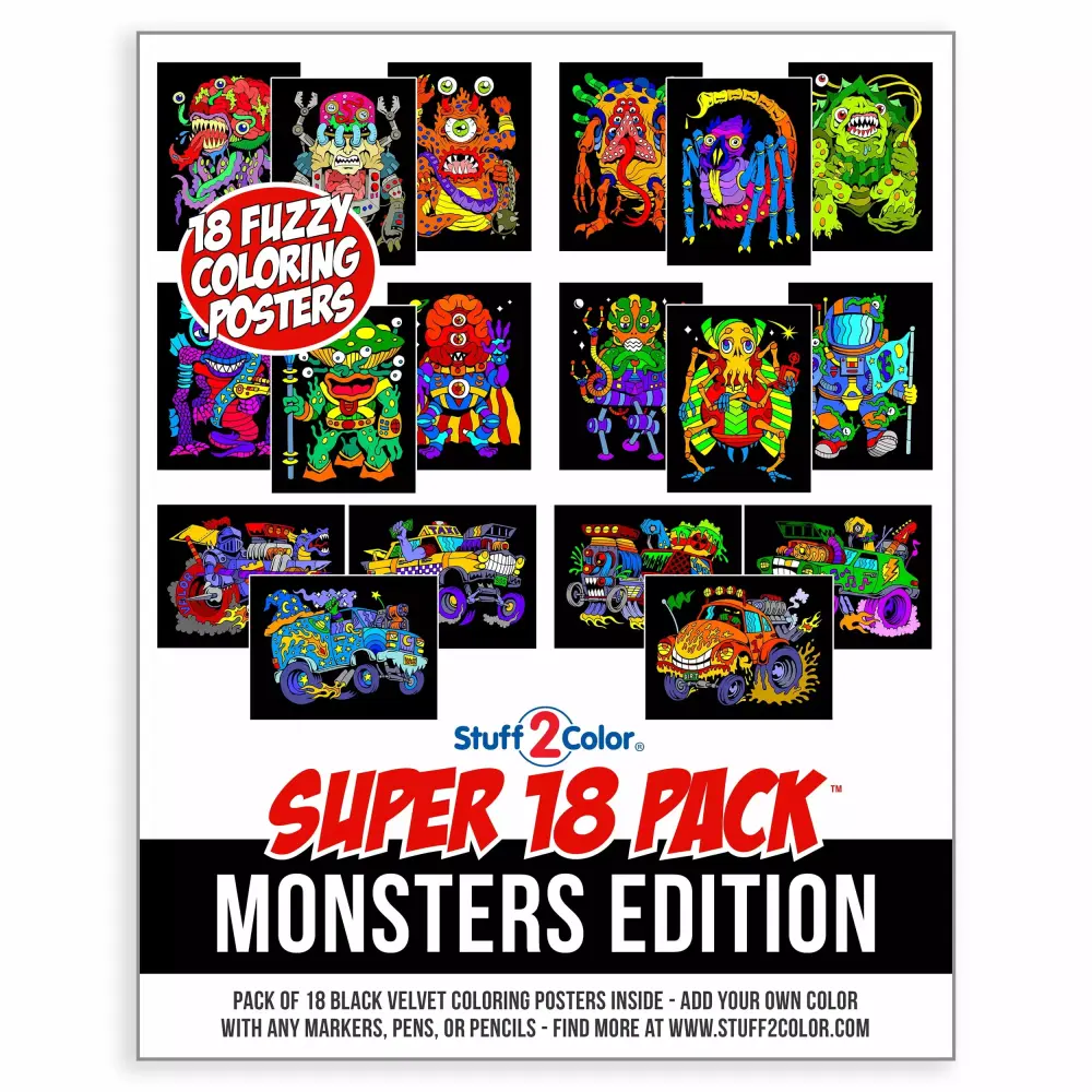 Super Pack 18 Fuzzy Velvet 8x10 Inch Monsters Edition Posters Stuff2Color