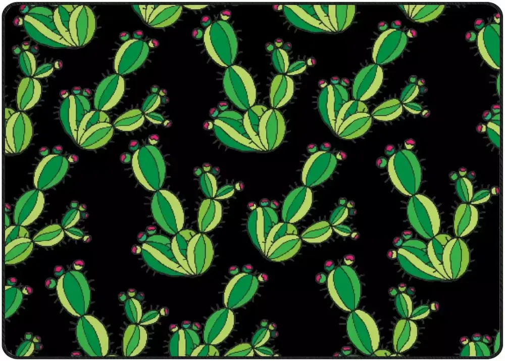 Green Cactus Crawling Indoor Carpet Play Mat 80x58in Living Room Bedroom Educational Nursery Floor Mat FREEAM