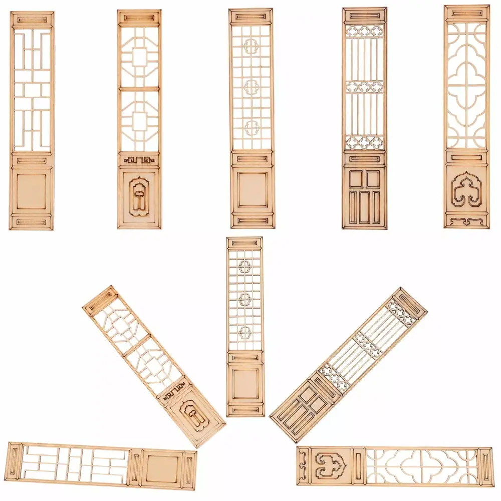 10 Pcs Mini Fence Toys Japanese Divider Panel Screen Model Wooden Furniture Abs FANN