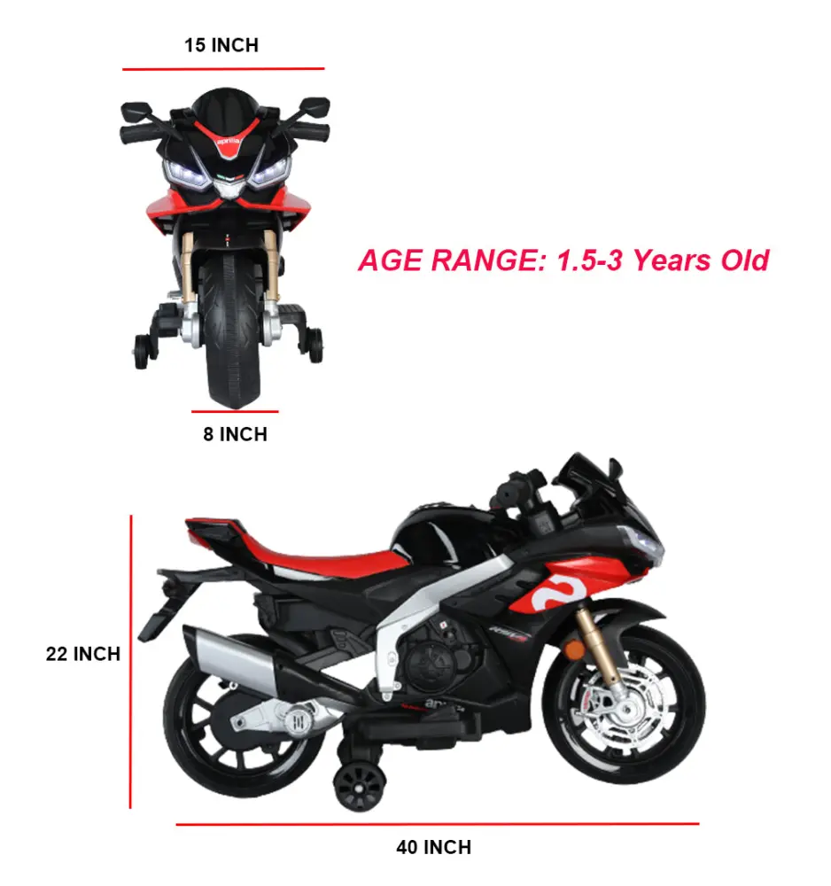 12V Kids Ride On Motorcycle 2Mph Top Speed Electric Motorbike Toy w2731