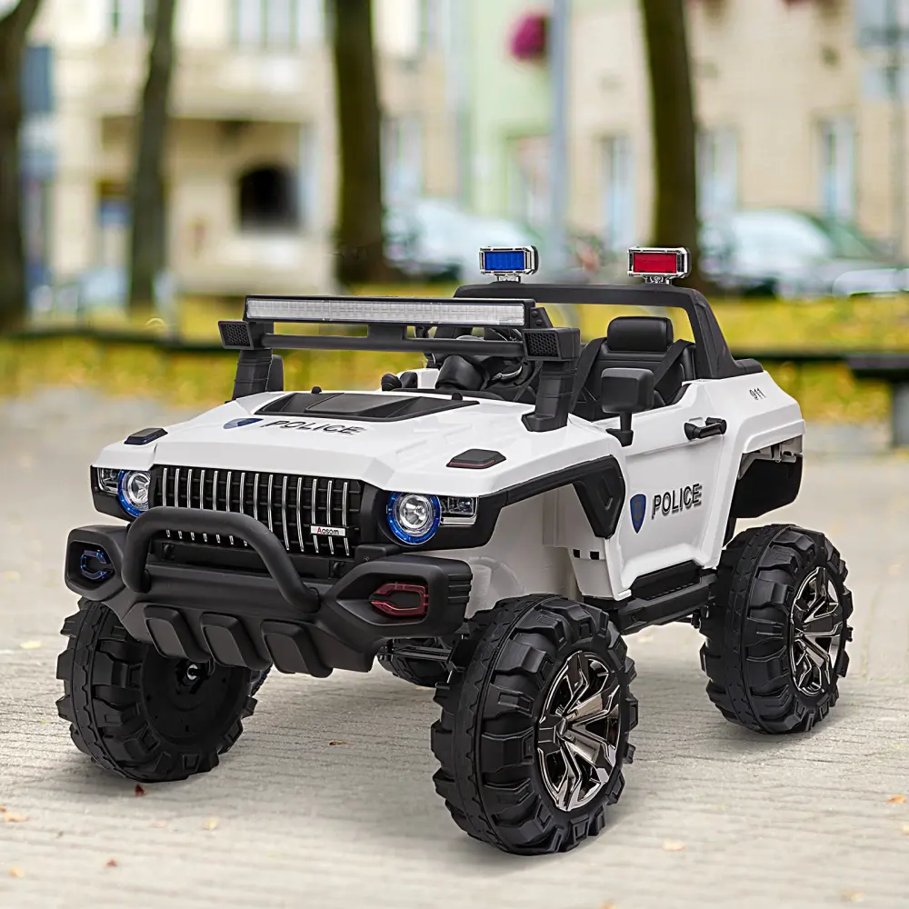 Aosom Big Dimensions 53"L 2 Seater 12V Police Car Ride On Truck Remote aosom business
