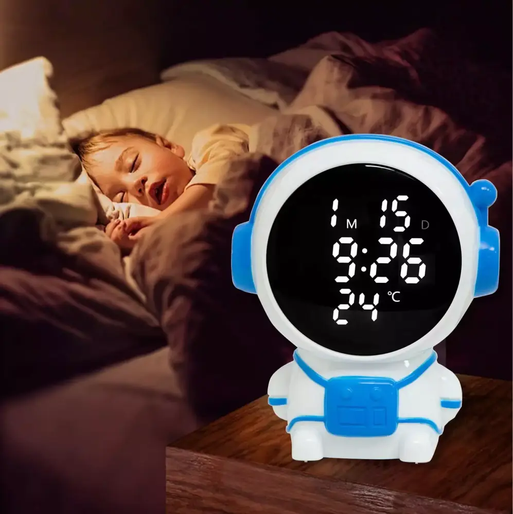 Blukids Astronaut Electronic Alarm Clock Night Mode and Temperature Monitoring