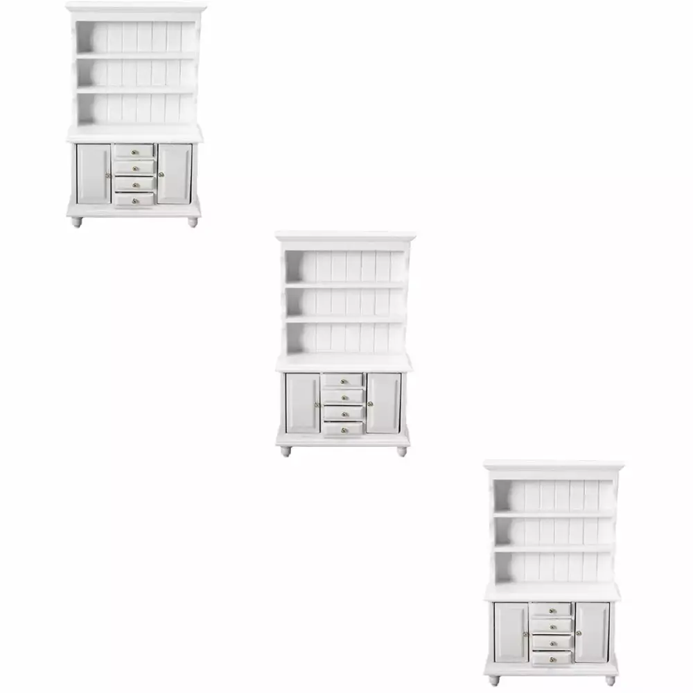 Mini Display Cabinet White Birch Child 3 Pieces Kids Book Shelf Cupboard FANN