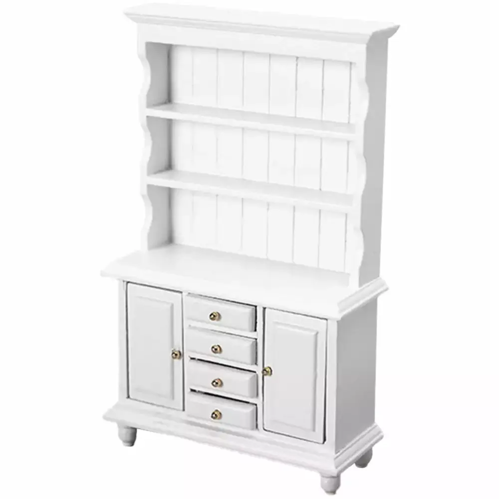 Childrens Toys Bookshelf Birch Mini House Decor Delicate Miniature Furniture Bookcase White MLI