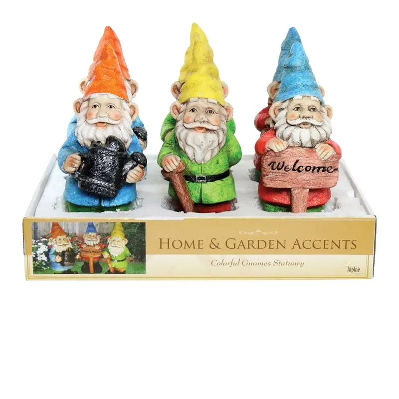 Alpine KGD100ABB Colorful Gnome Statuary 10 Inches Garden Decoration