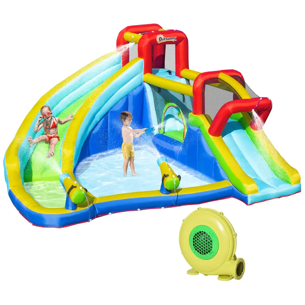 Outsunny 5 1 Inflatable Water Slide Kids Bounce House Water Park Jump And Slide aosom business