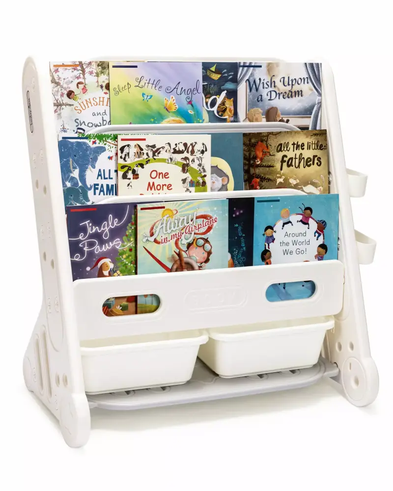 White 3 Tier Kids Wooden Bookshelf Baby Storage Book Rack Display Playroom Bedroom Toddler Room Nursery Classroom SULIVES