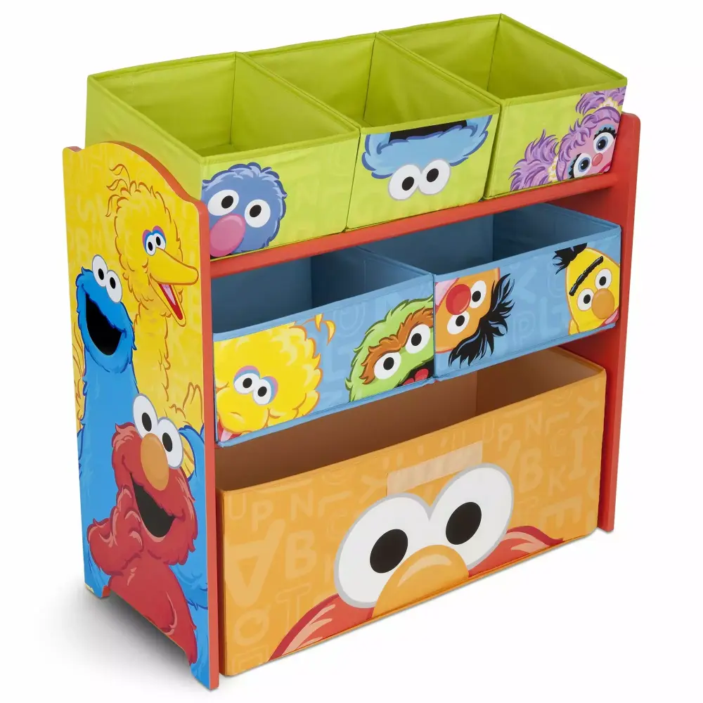 Seidentical Street 6 Bin Toy Organizer Delta Children Multi Color Engineered Wood Sesame Street