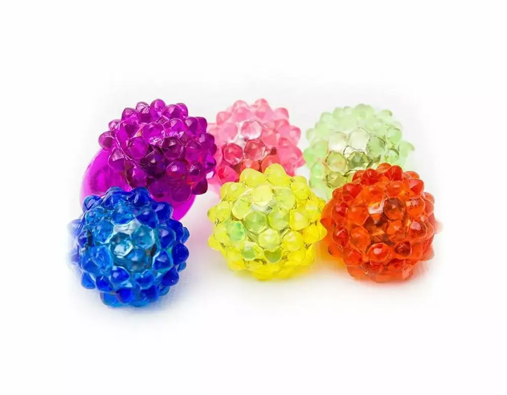 Fun Central 24 Pack LED Light Up Jelly Bumpy Rings Bulk Party Favor Blinky Rings