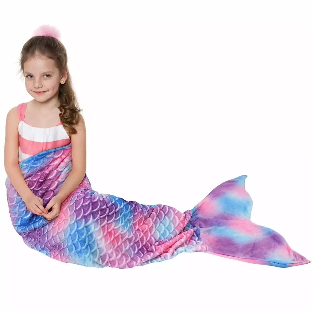 Catalonia Mermaid Tail Blanket - Toddler Kids Girls Fish Scales Pattern Sleeping Bag - Multi-Color Gift Ages 3-6