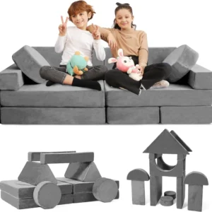Contour Comfort Kids Couch 14 PC Modular Kids Play Couch Set Convertible Kids Sofa Couch