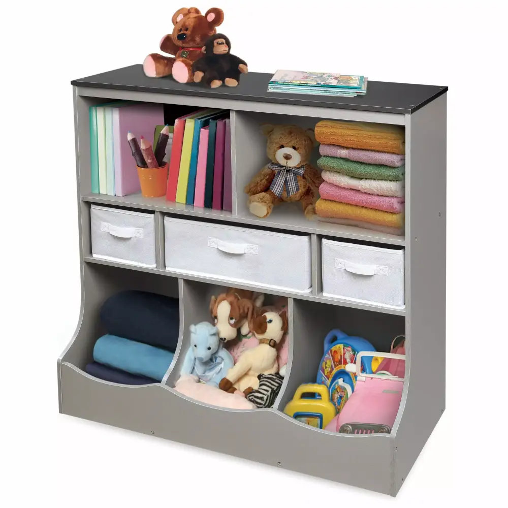 Badger Bin Combo Toy Storage Organizer Three Bins 8.6 Cu ft. Gray Badger Basket