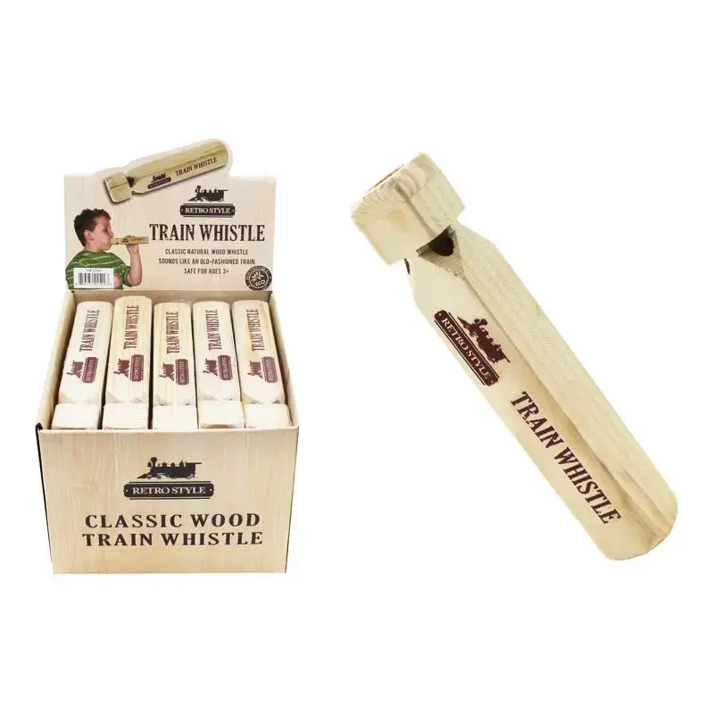 Diamond Visions Train Whistle Wood Natural Pack 20 Parties