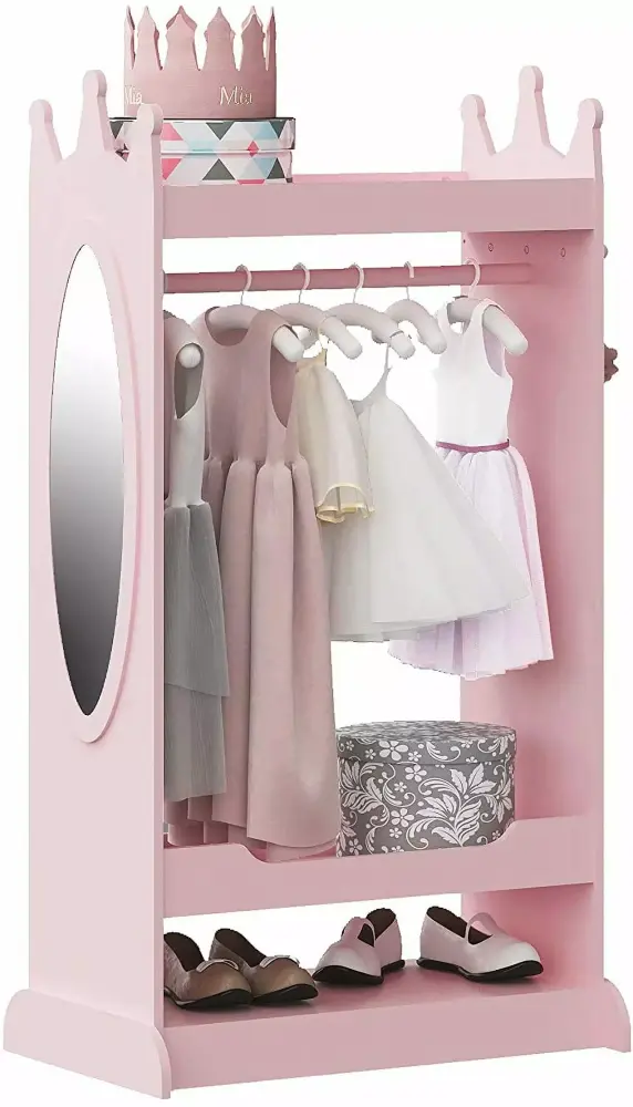 UTEX Kids See and Store Dress-up Center Kids Costume Arranger Open Hanging Armoire Closet Pretend Storage