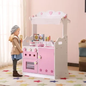 2 1 Pink Pretend Kitchen and Market Stand Play Set Kids Pink MDF kids funnel