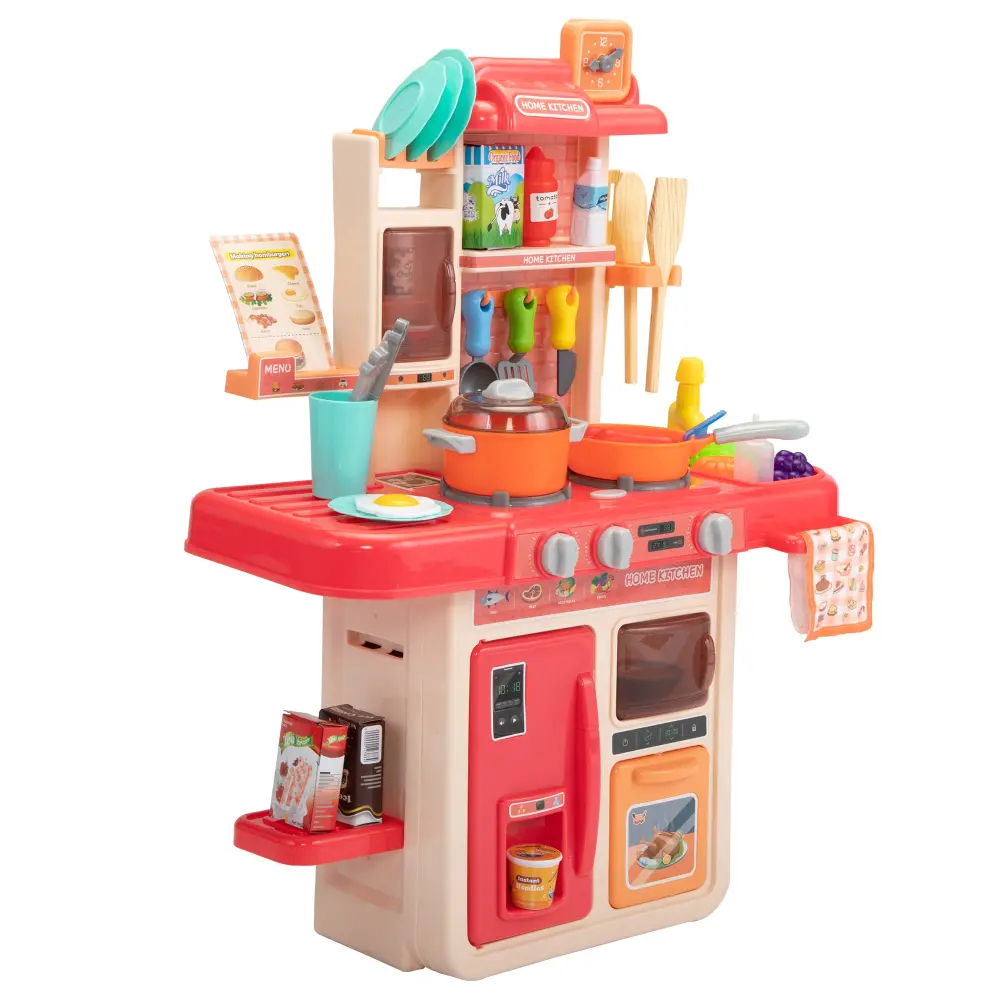 Kids Kitchen Gaming Useset Games Red Polypropylene Interactive Play Kitchen Toy w2181