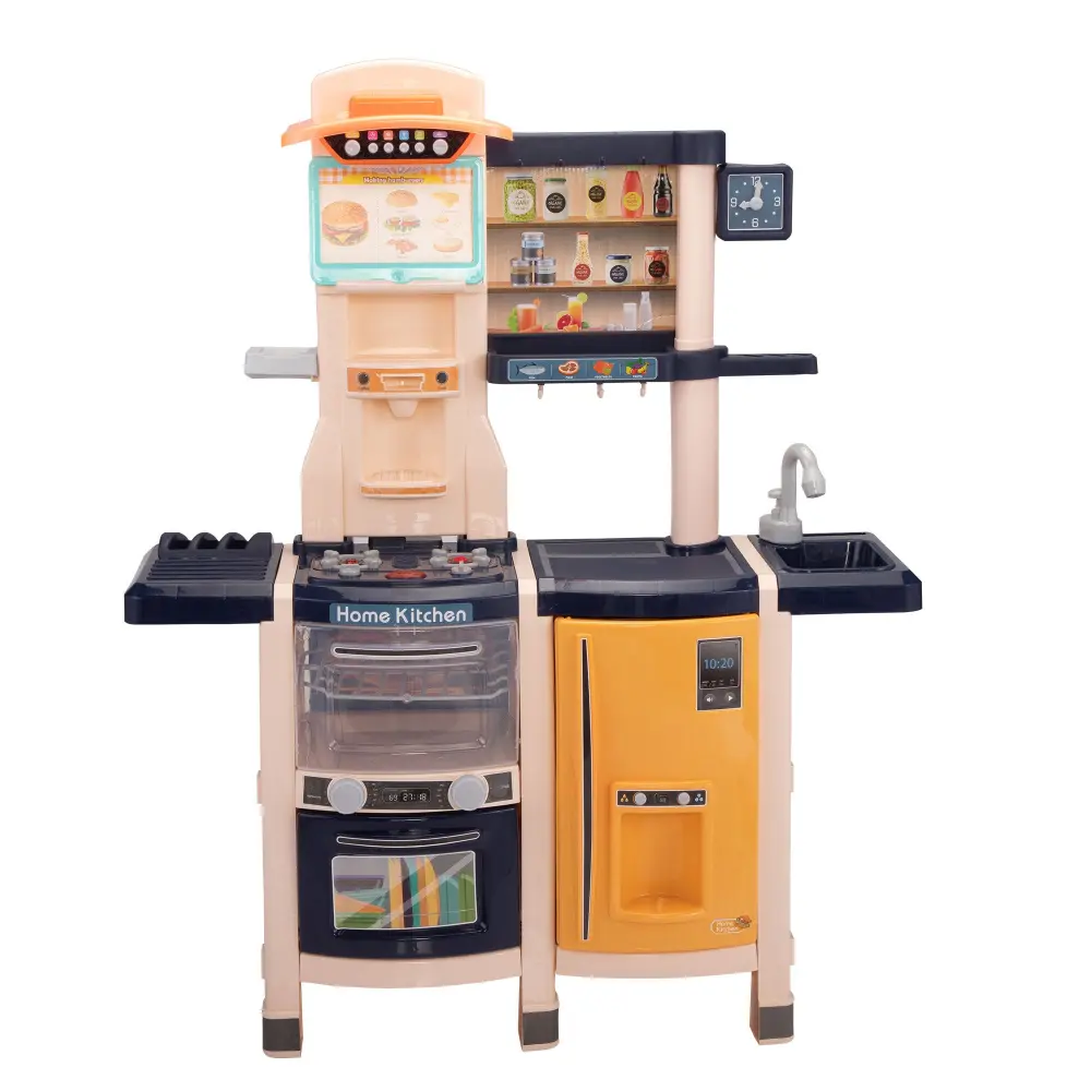 Large Pretend Play Kitchen Set Kids Cooking Playset Realistic Lights w2181