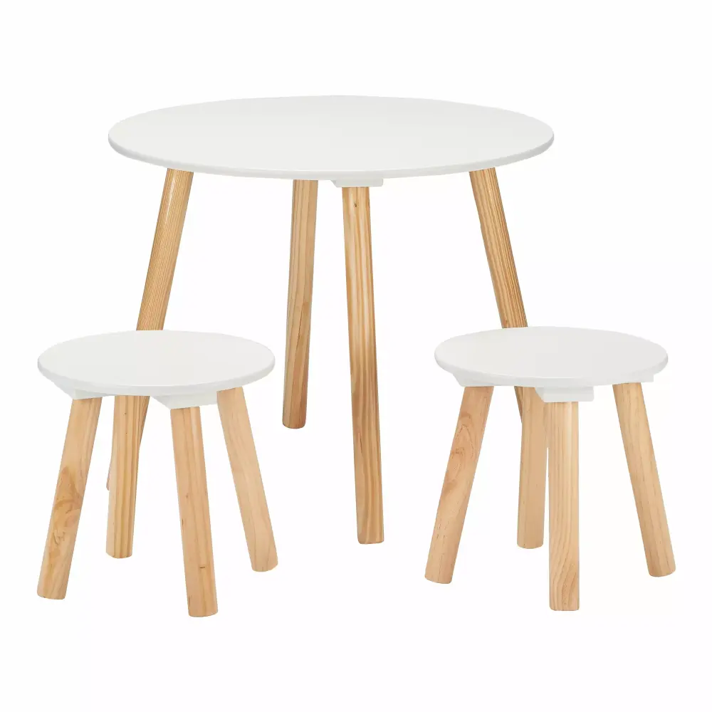 Your Zone Painted Kids Round Two Tone Play Table Set Stools White Toddlers
