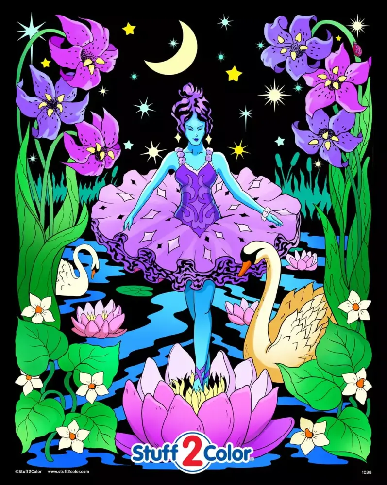 Night Princess Fuzzy Velvet Coloring Poster Kids and Adults Arts and Crafts Activity Stuff2Color