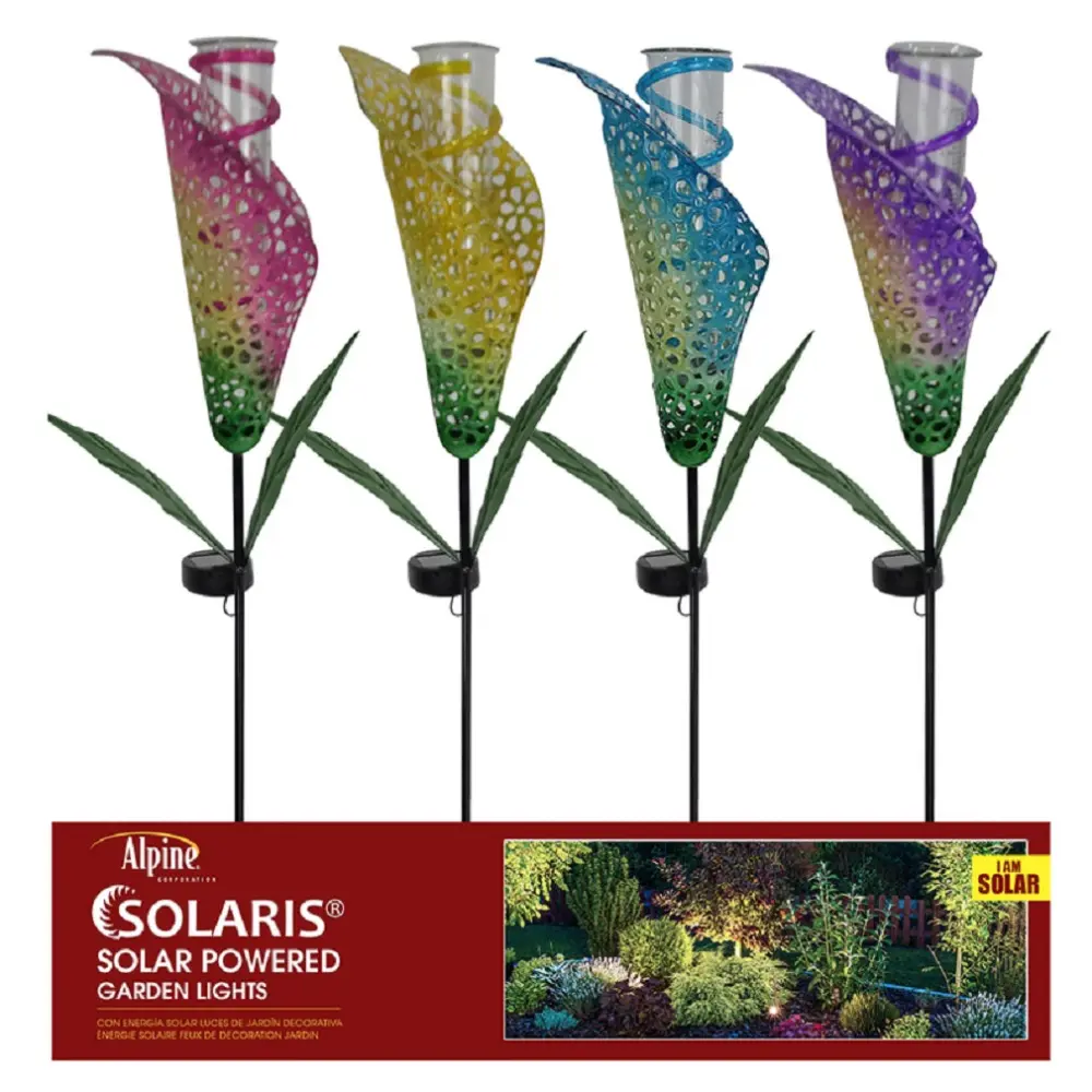 Alpine RGG387A Assorted Color Glass Metal Rain Gauge Garden Stake