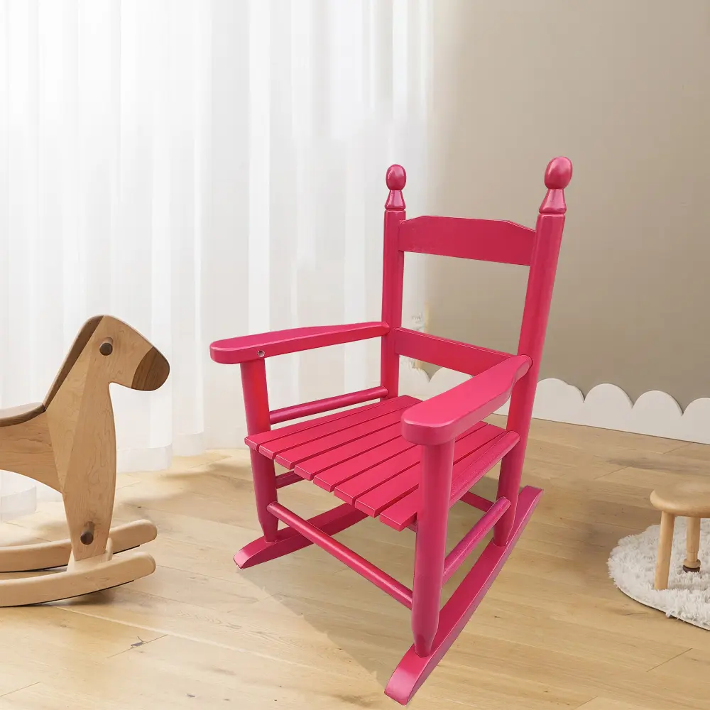 Children's Rocking Rose Red Chair Indoor or Outdoor Suitable Kids leisure home -jy