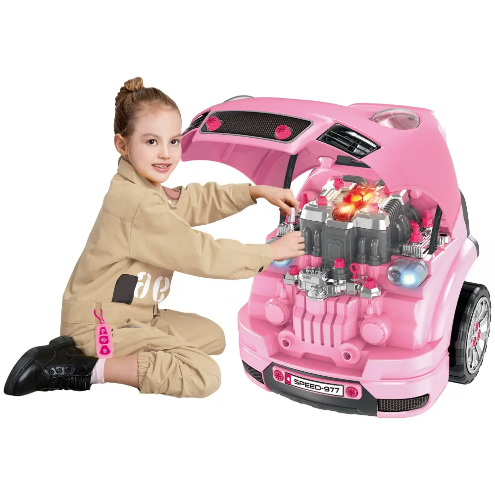 Mechanic Kids Truck Engine Toy Set, Car Service Playset, Engine Disassembly aosom business