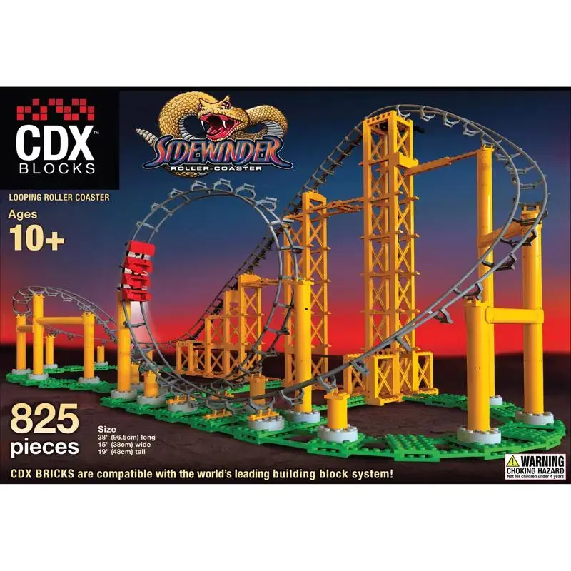 Coaster Dynamix CDX Blocks Sidewinder Roller Coaster Building Set 825 Pieces