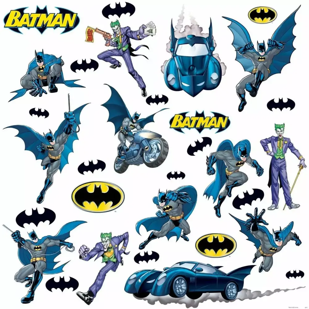 Batman Gotham Peel And Stick Wall Decals 31 Stickers Boys Room Decor Superhero Theme RoomMates
