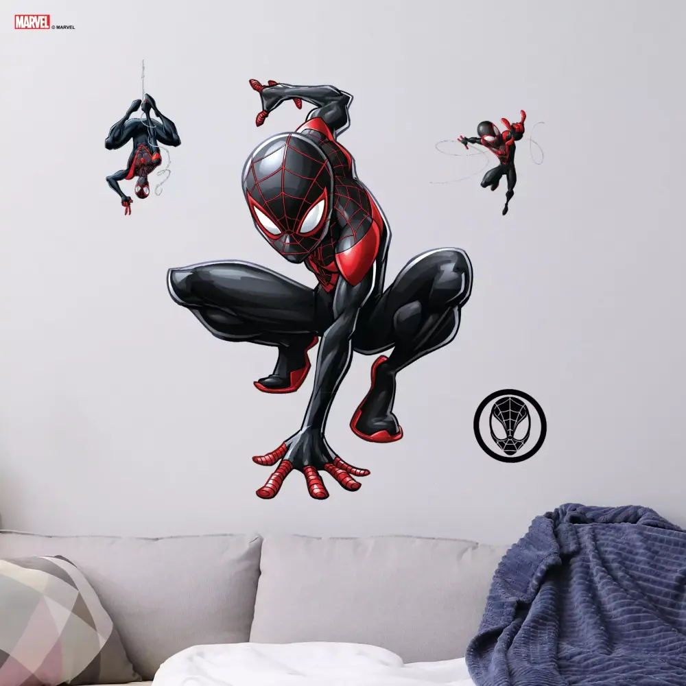 Marvel Miles Morales Spider-Man Wall Decal 20 Inch Peel and Stick Vinyl Bedroom Decor Wall Palz