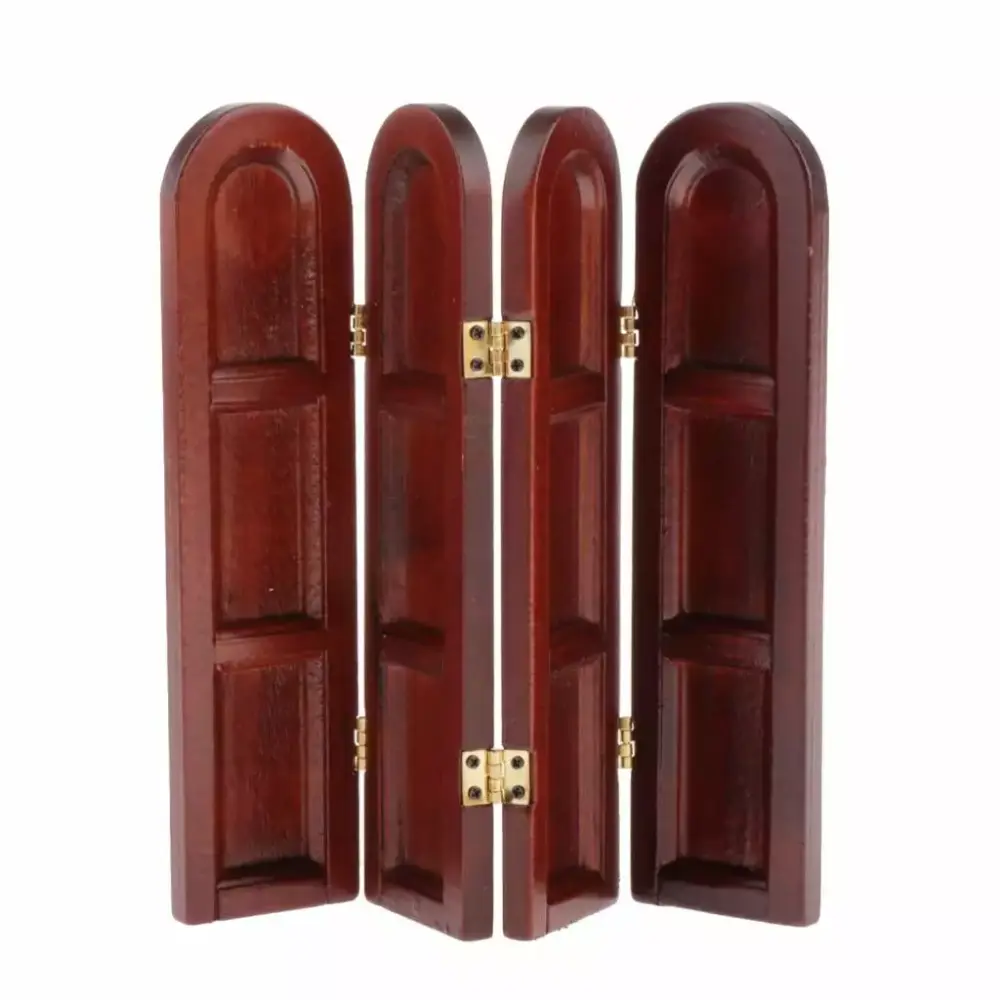 1:12 Dollhouse Retro Wooden Folding Screen Room Divider Living Room Fanmusic