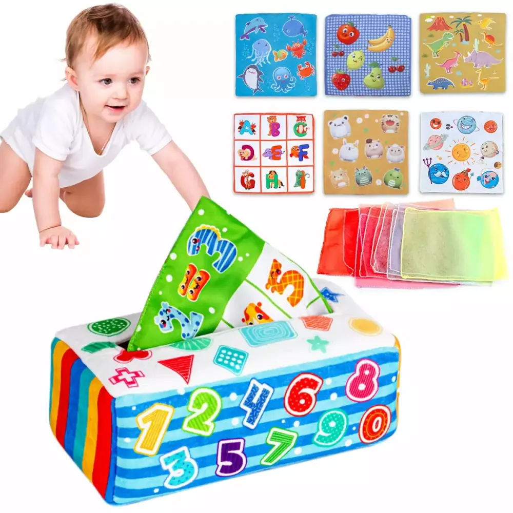 CIVG Baby Crinkle Tissue Box Toy Digital Graphics Fine Motor Skills Learning 6-12 Months
