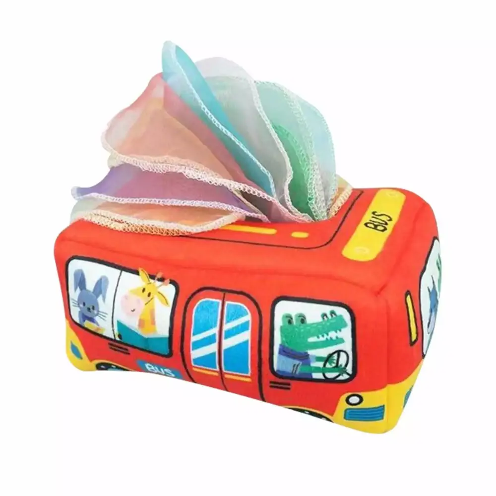 Kayannuo Baby Tissue Box Soft Stuffed High Contrast Crinkle Square Sensory Toys Rainbow Scarves Toddler