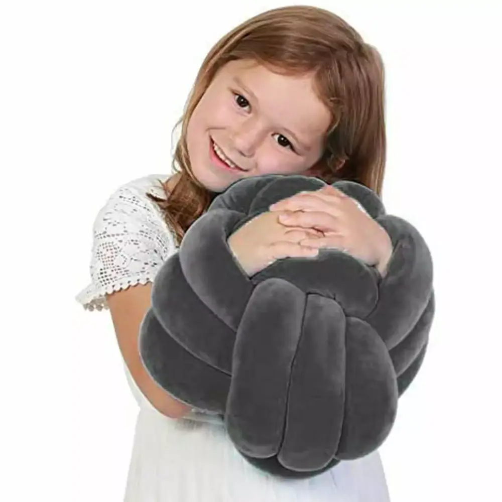 Playlearn Knot Ball Pillow Children Calming Stress Relief Sensory Toy Knotted Pillow Gray Playlearn USA