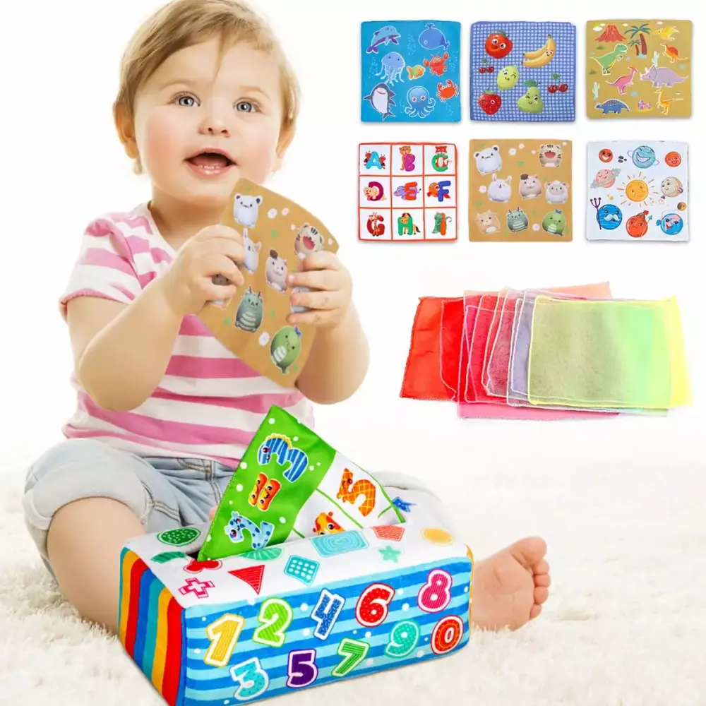 Retrok Baby Tissue Box Toy Sensory Educational Toys Infants 5-12 Months Fine Motor Skills