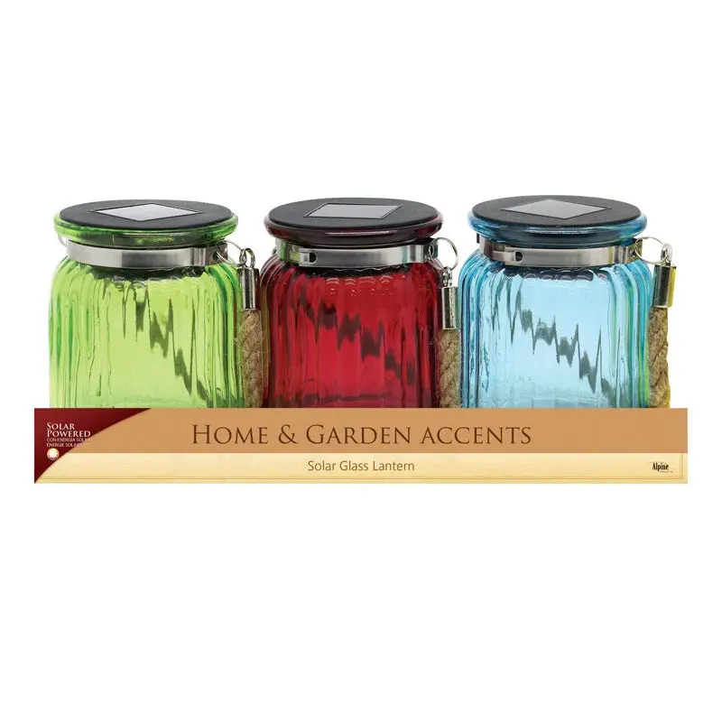 Alpine QMC194ABB Jar Solar Lantern 7.5 Inches Outdoor and Garden Lighting