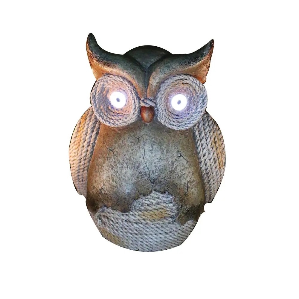 Alpine WAZ100SLR Owl Solar Statuary 18.11 Polyresin Garden Decor