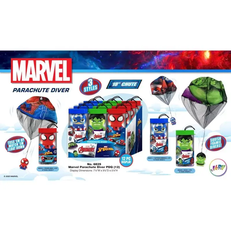 Marvel Avengers Spider Man Parachute Diver Assorted Pack 12 Kids Toys