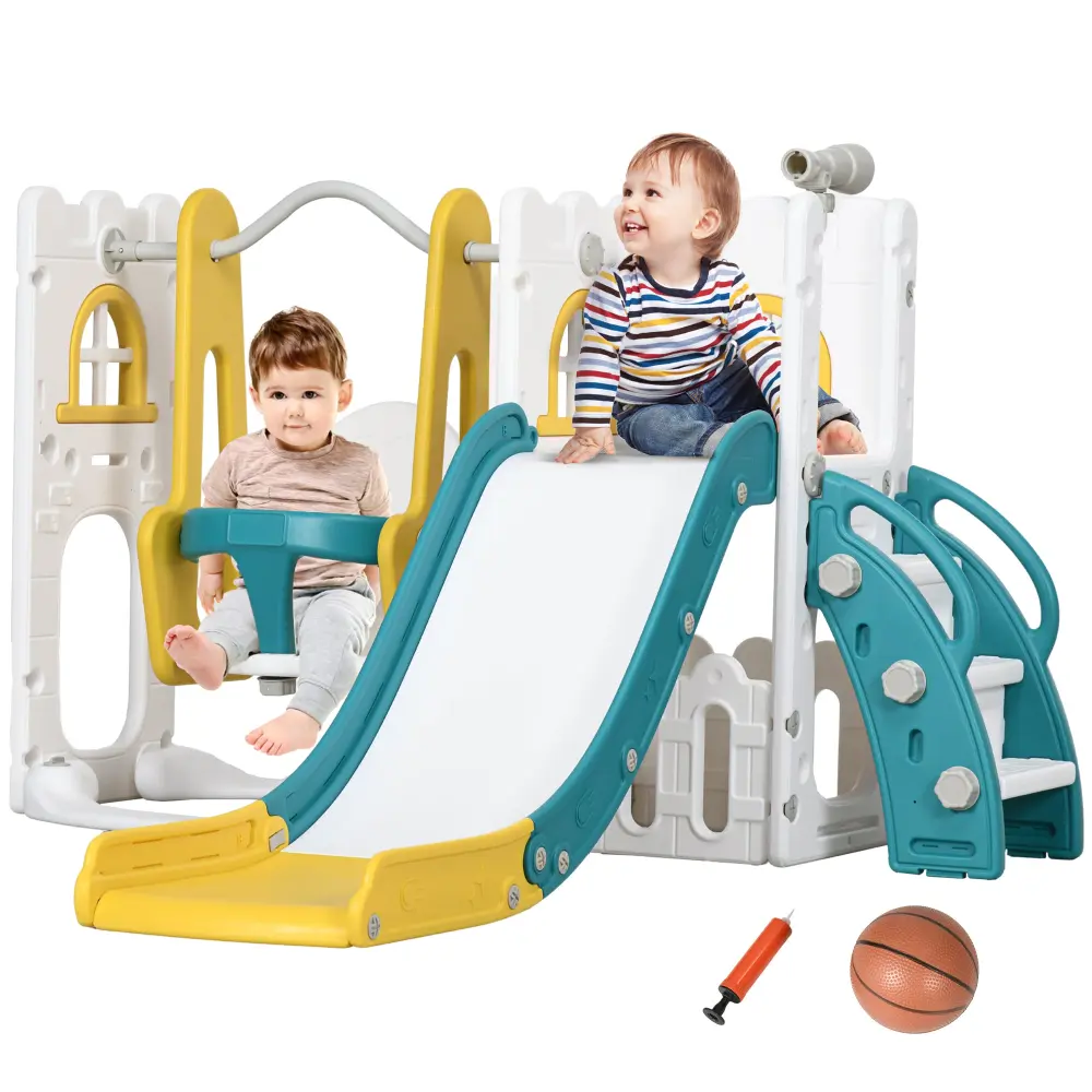 Qaba 6 1 Toddler Slide And Swing Set Baby Slide Ages 1 3 Years aosom business
