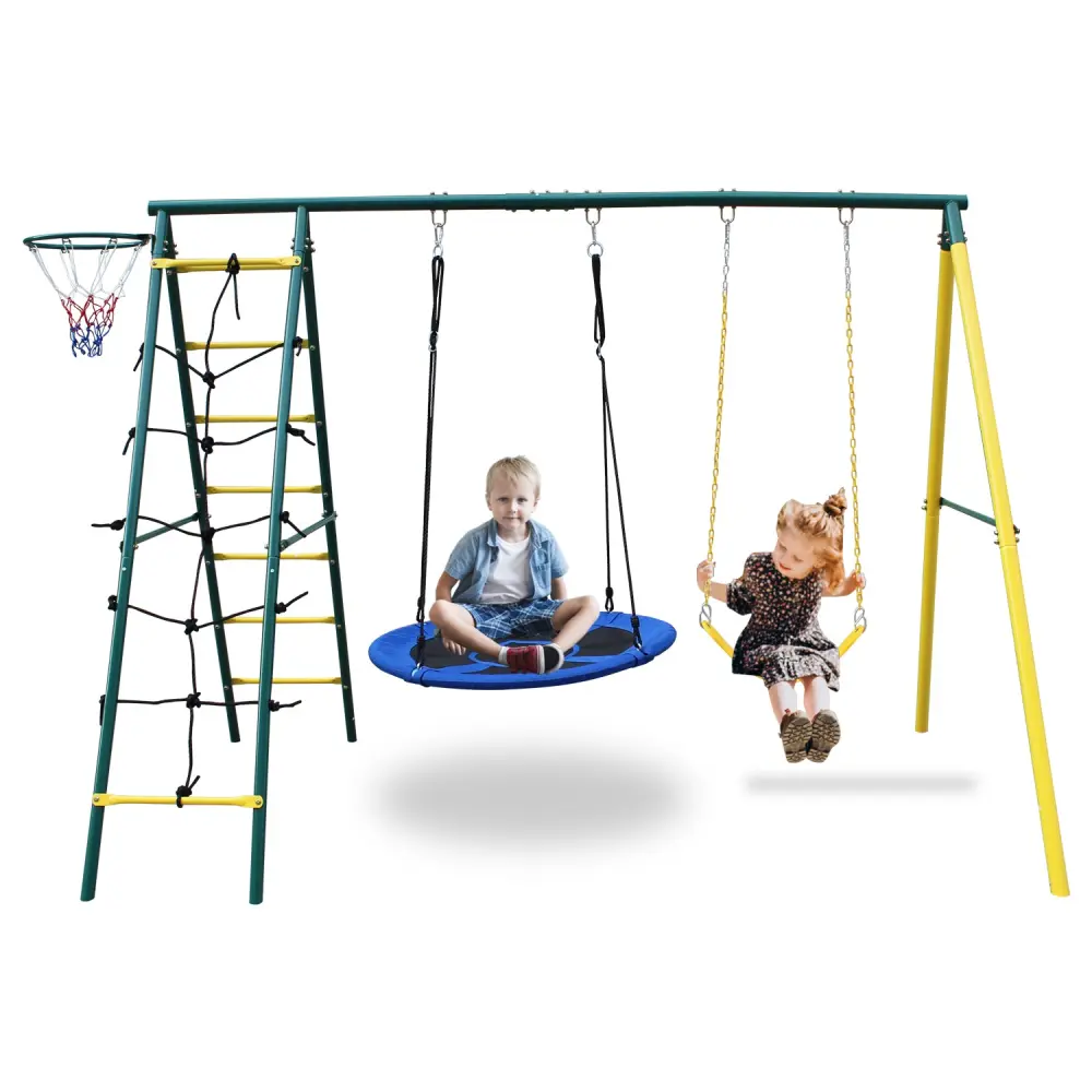 Swing Set Kids Outdoor Backyard Gaming Playground Ladder mgsport