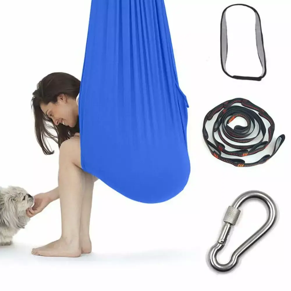 2024 Children's Elastic Swing Sensory Training Autism Relief Indoor Swing Royal Blue 100x280CM gengxilanmaoyi