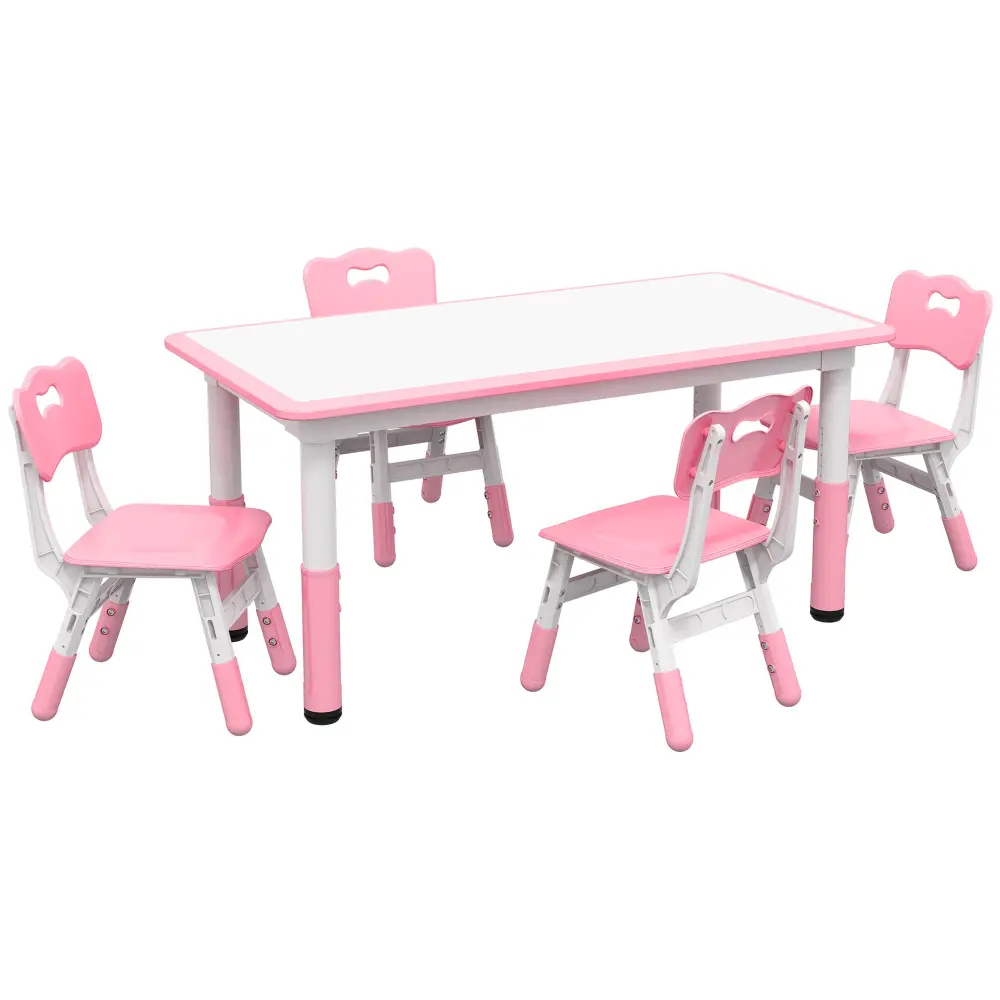 Qaba Kids Table And Chair Set 5 Piece Toddler Table And Chair Set Storage aosom business