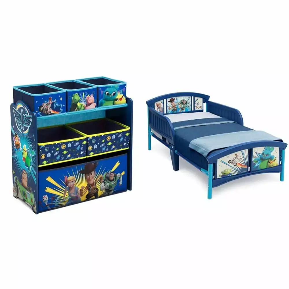 YGDU Disney Toy Story 4 6 Bin Toy Organizer Toddler Bed Design Kids Room