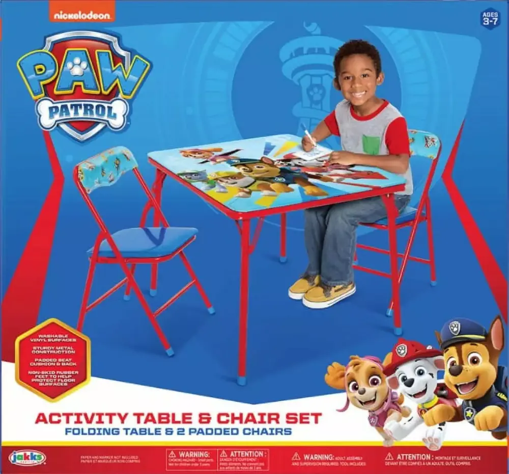 Paw Patrol Children's Activity Table Washable Vinyl Surface and Two Chairs