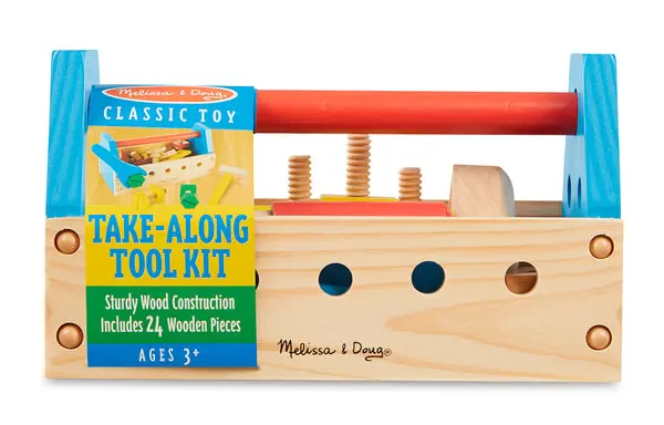Melissa & Doug 494 Take-Along Wooden Toy Tool Kit Set 24-Piece Kids Pretend Play Melissa u0026 Doug