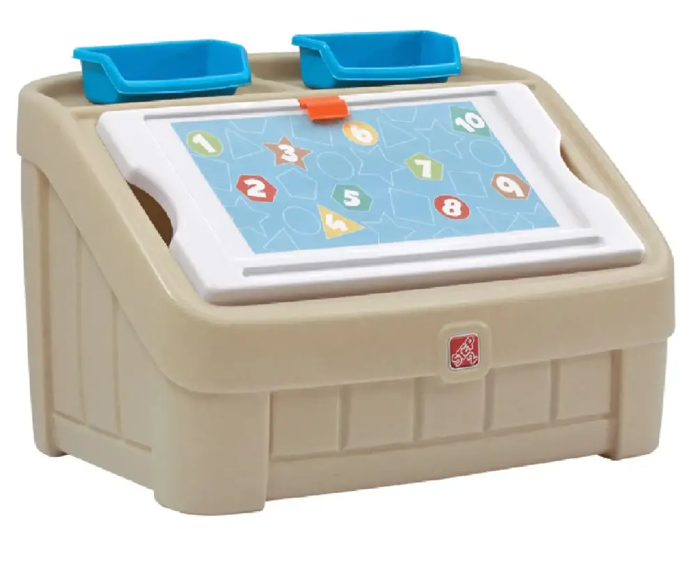Step 2 2--1 Toy Box and Art Lid Tan Kids Storage Furniture
